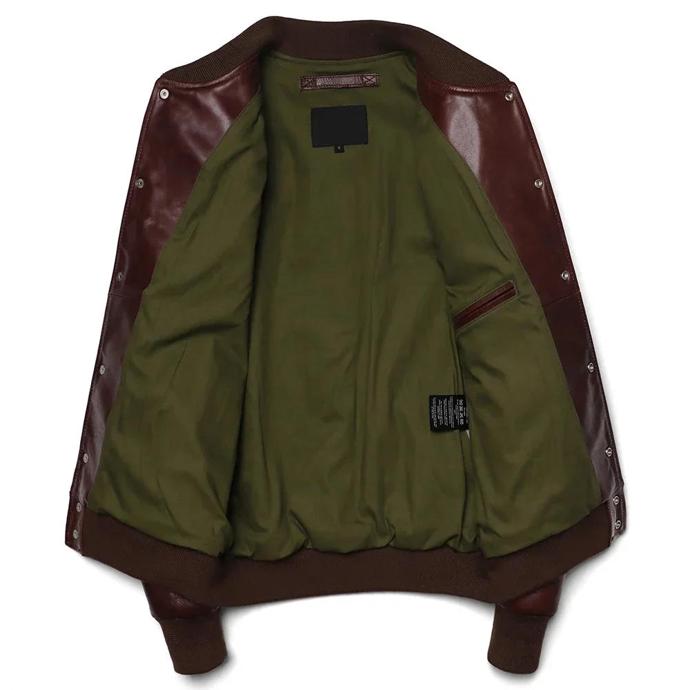 Классическая летная куртка винно-красного цвета A1 мужская натуральная кожа