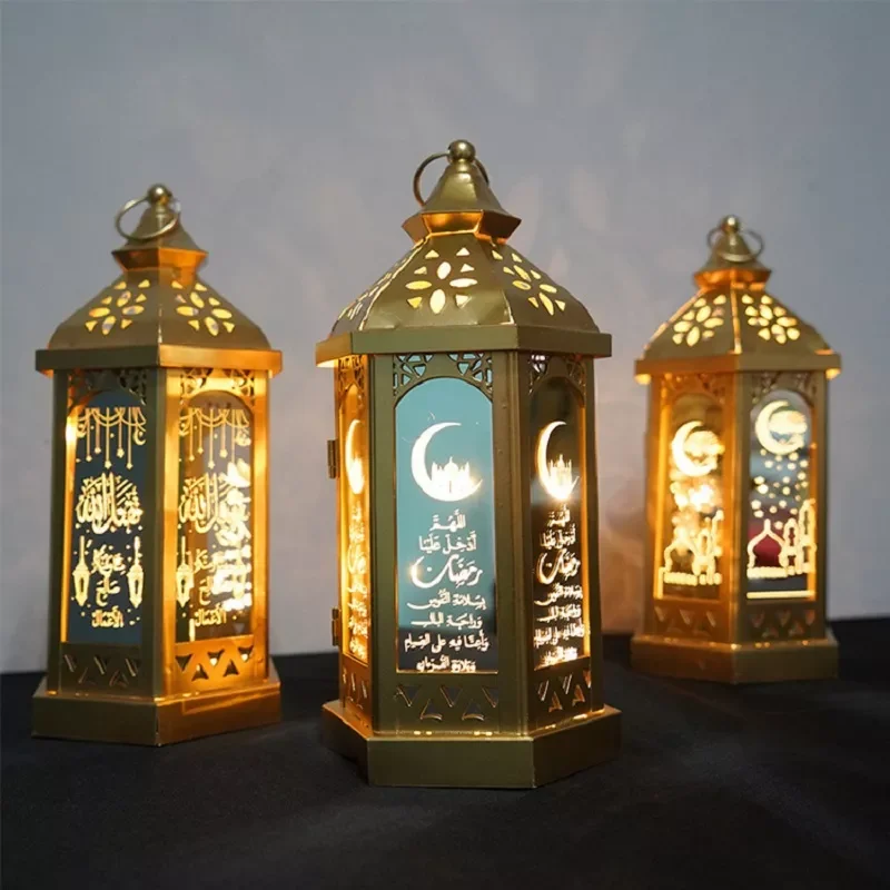 

28CM Ramadan lamp Eid Eid Iron Wind Lamp Crafts Arabian Lantern Home Bedroom Living Room Atmosphere Decorative Lamp Ornaments