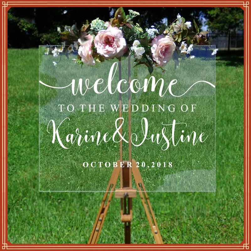 

Welcome Mirror Vinyl Sticker Personalized Names And Date Wall Decal Wedding Party Decor Wedding Sign Vinyl Mural AJ551