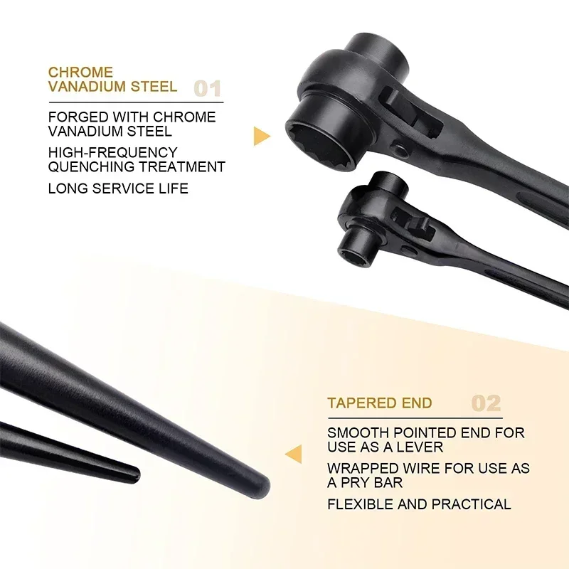 Гаечный ключ с храповым механизмом заостренным хвостом 24 зубца 10–30 мм набор