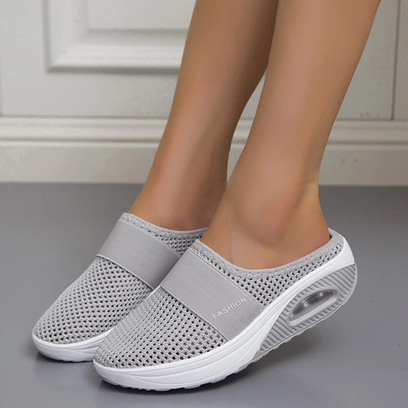 

Rimocy New Women Platform Wedge Slippers Increase Cushion Casual Shoes Woman Breathable Mesh Walking Shoes Ladies Summer Sandals
