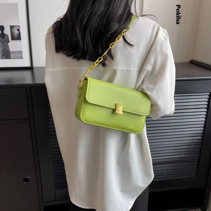 

Женские Простые сумки на плечо 2023, кожаные сумки через плечо с цепочкой, кошельки и сумочки, роскошные дизайнерские универсальные модные