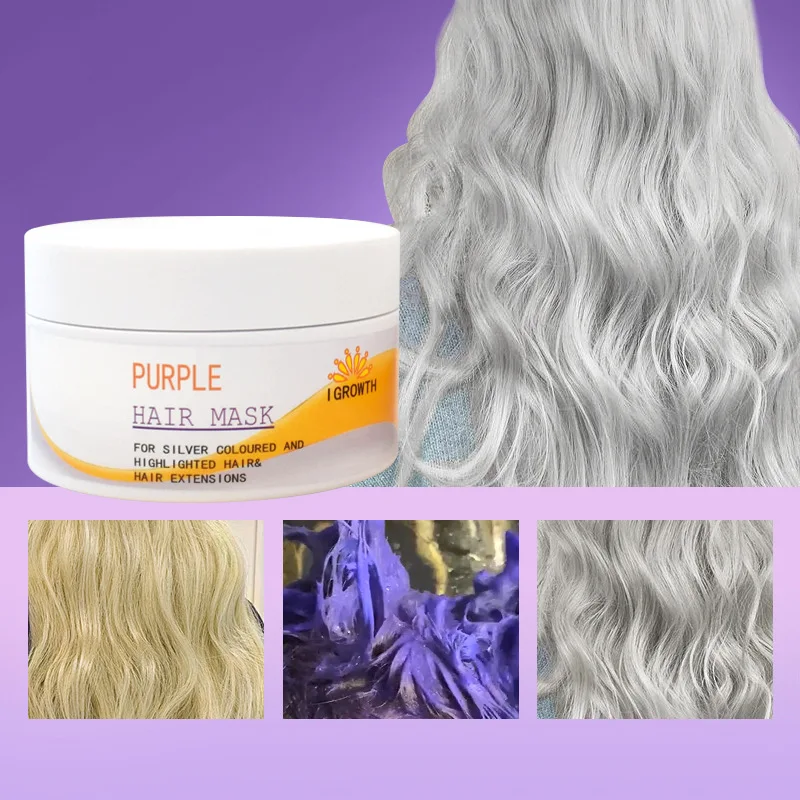Purple Hair Mask Toner Blonde Platinum Gray Sliver Hair Brassiness Deep Conditioner Curly Remove Yellow Brossy Nourishing