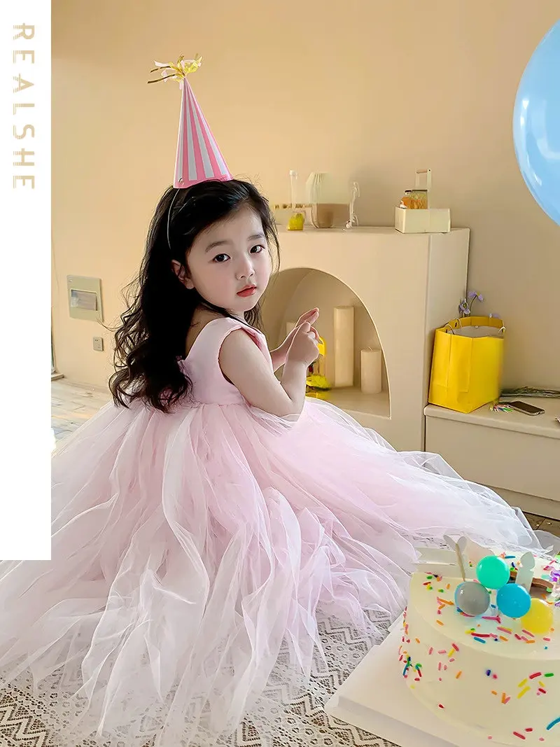 

Girls Baby Princess Dress Spring Summer Toddler Kids Mesh Sleeveless Ball Gown Dresses Children's Costumes Clothing