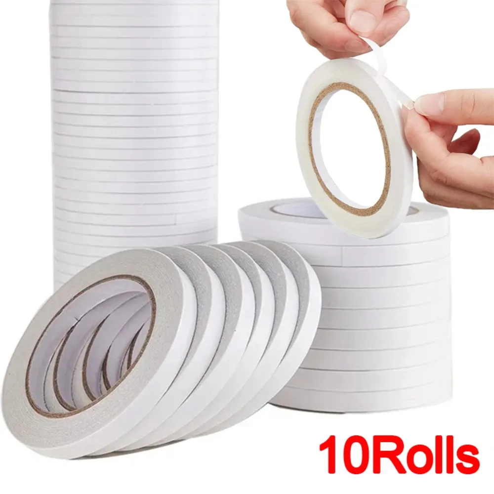 

1/10Rolls Double Sided Tapes Strong Adhesive Sticky Tape Sticker for Gifts Wrapping Stamp Office DIY Craft Stationery Supplies