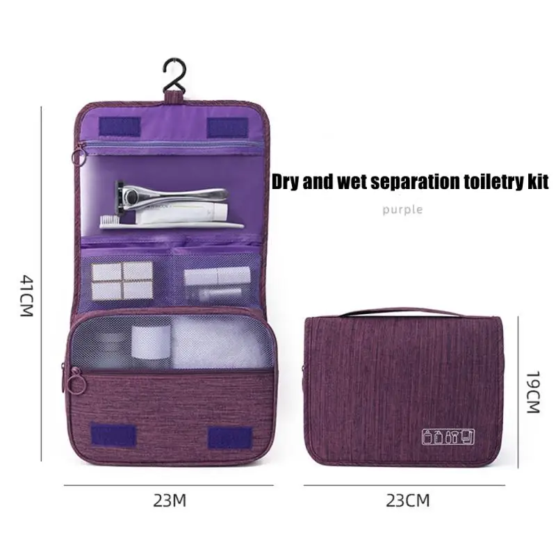 Portable Toiletry Washbag With Hanging Hook Waterproof Women Bathroom Cosmetic Storage Bag Large Capacity Travel Men Makeup Case