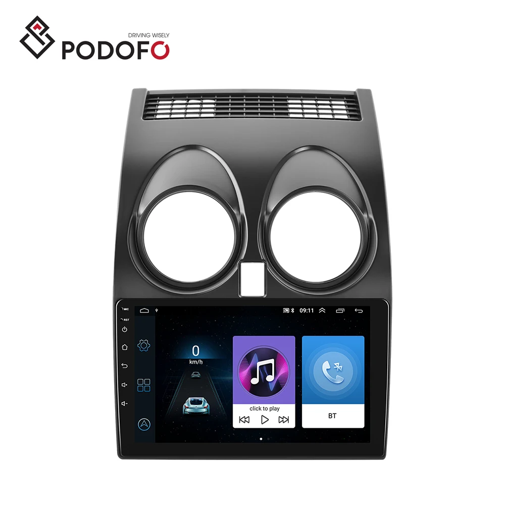 

Автомагнитола Podofo, 9 дюймов, Android 9,0, GPS-навигация, раздвоенный экран, BT/RDS/OBD2 для Nissan Qashqai J10