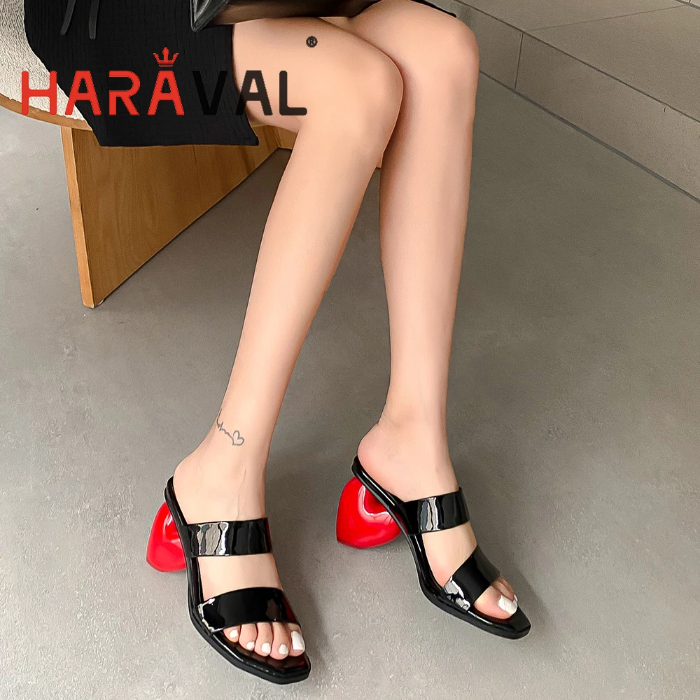 

Женские Летние Симпатичные тапочки из лакированной кожи на высоком каблуке, без застежки