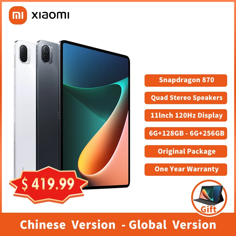 Xiaomi Mi Pad 5 Pro 6GB+128GB Tablet Snapdragon 870 CPU Tablets 5 Pro 11'' 2.5K Screen 8600mAh Battery Global Version