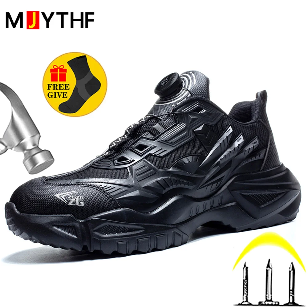 

High-quality Safety Shoes Men Steel Wire Rotary Buckle Work Sneakers Indestructible Shoes Anti-smash Anti-puncture Work Shoes