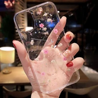 phone case for xiaomi redmi 10x 4g 6 7a 8a 9at 9 prime k20 k30 pro k30i k30s hot real dry flower glitter clear epoxy star cover