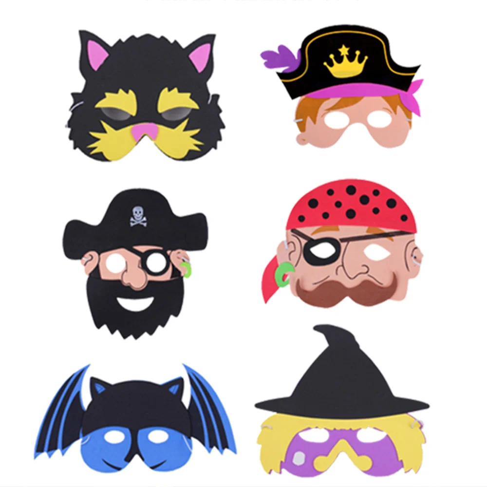 8 шт. маска на Хэллоуин пенопластовые животные Пиратская ведьма летучая мышь кот