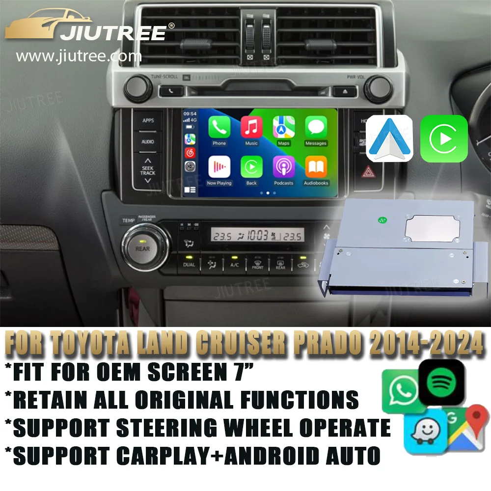 Система Linux OEM автомобиля с декодером для Toyota Land Cuiser Prado 2014-2024 Android Auto MuItimedia Wireless