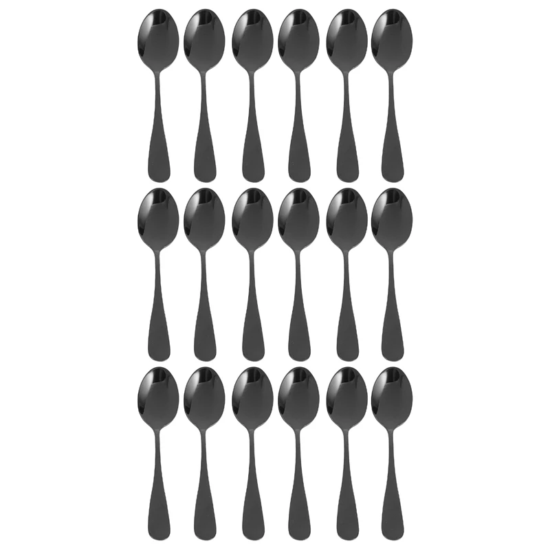 

Black Teaspoons Teaspoons, Mini Stainless Steel Cake Spoons, Scoop For Ice Cream, Small Teaspoons For Dessert,Set Of 18
