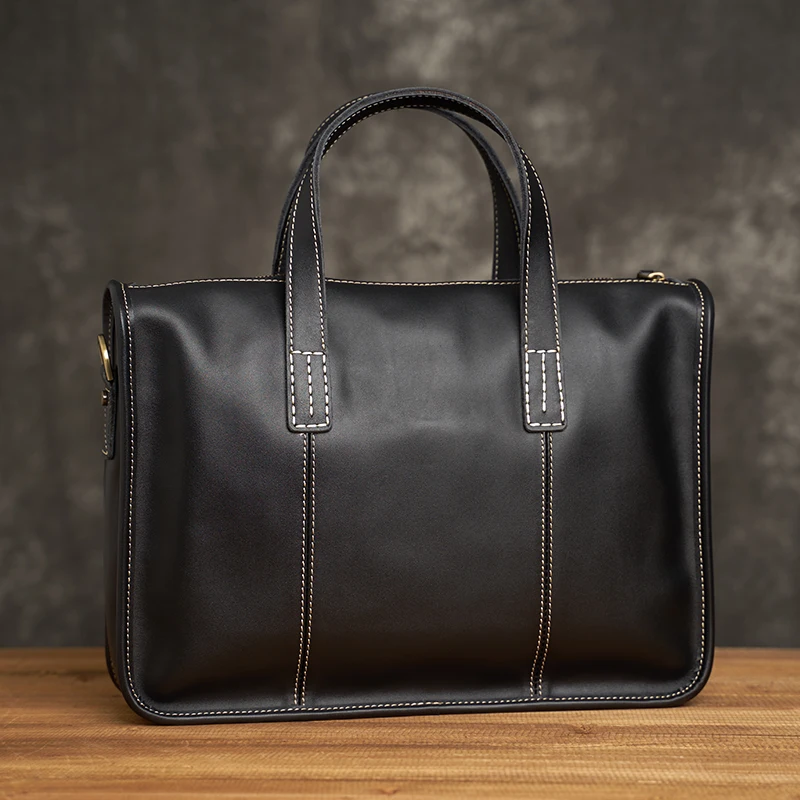 

2022 New Designer Genuine Leather Men's Briefcase Business 14" Laptop Bag Large Capacity Man Shoulder Bag Messenger Bag 45