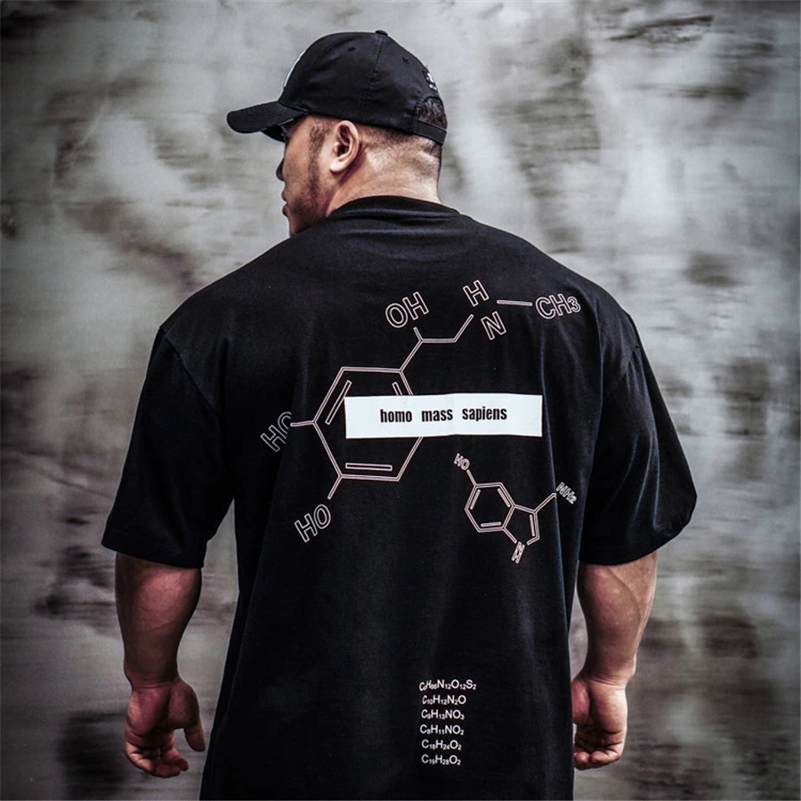 

Cotton Gyms Shirt Sport fashion Casual T Shirt Men Short Sleeve Running fashion Shirt Men Workout Training Tees Fitness Loose