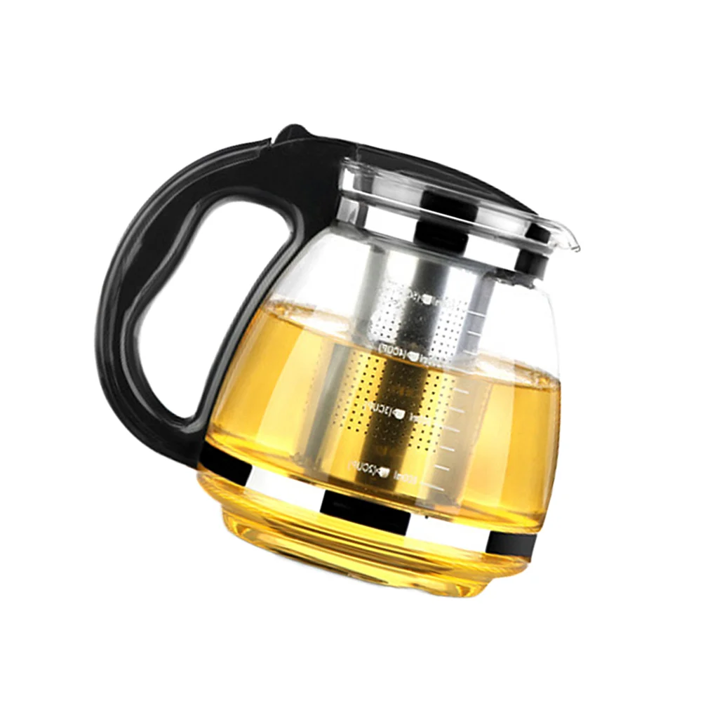 

2000ml Tea Kettle With Infuser Loose Tea Pot Glass Tea Kettle For Hotel Restaurant Office Hotel ( Black )