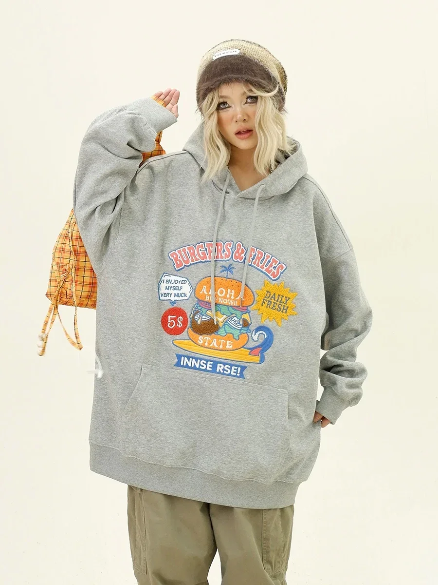 Женские толстовки с вышивкой в стиле Гамбурга осень 2024 Новый Свободный Топ