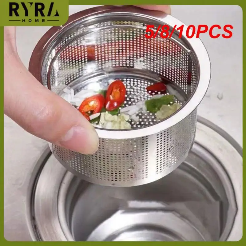 

5/8/10PCS Sink Strainer Fine Mesh 304 Stainless Steel Kitchen Sink Filter Water Basin Sink Dense Hole Hair Catcher Stopper