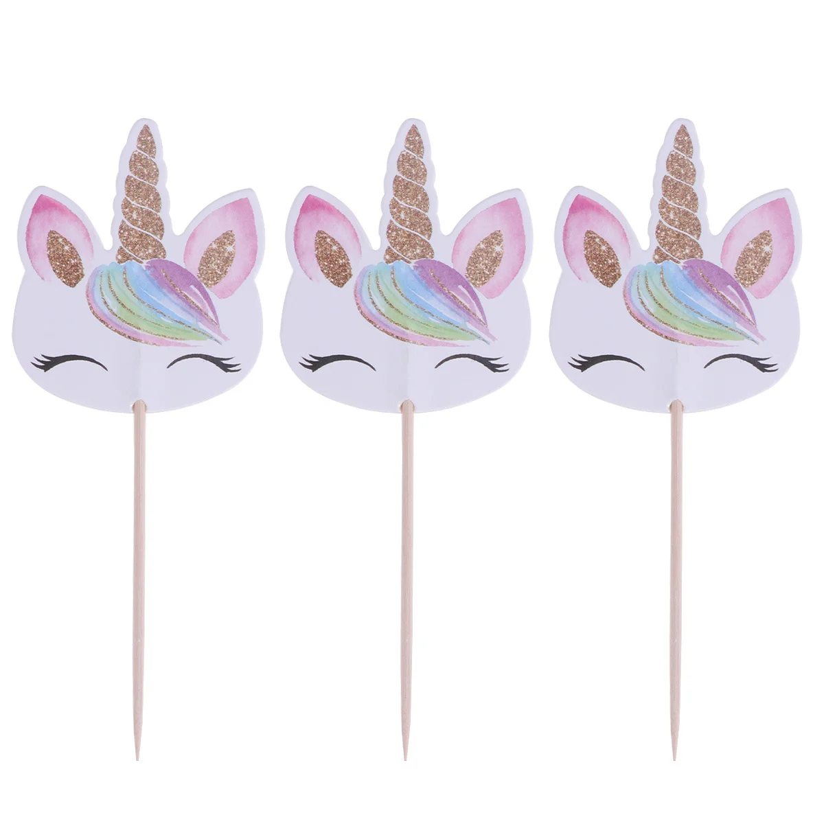 

Cake Cupcake Toppers Topper Decorations Birthday Rainbow Pick Horn Decoration Girls Edible Pan Picks Dessert Party Cupcakes