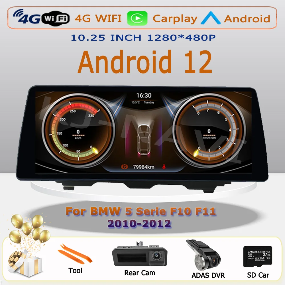 

Автомобильный мультимедийный плеер Android 12 для BMW 5 серии F10 F11 2010-2012 CIC система GPS навигация MirrorLink радио головное устройство BT IPS