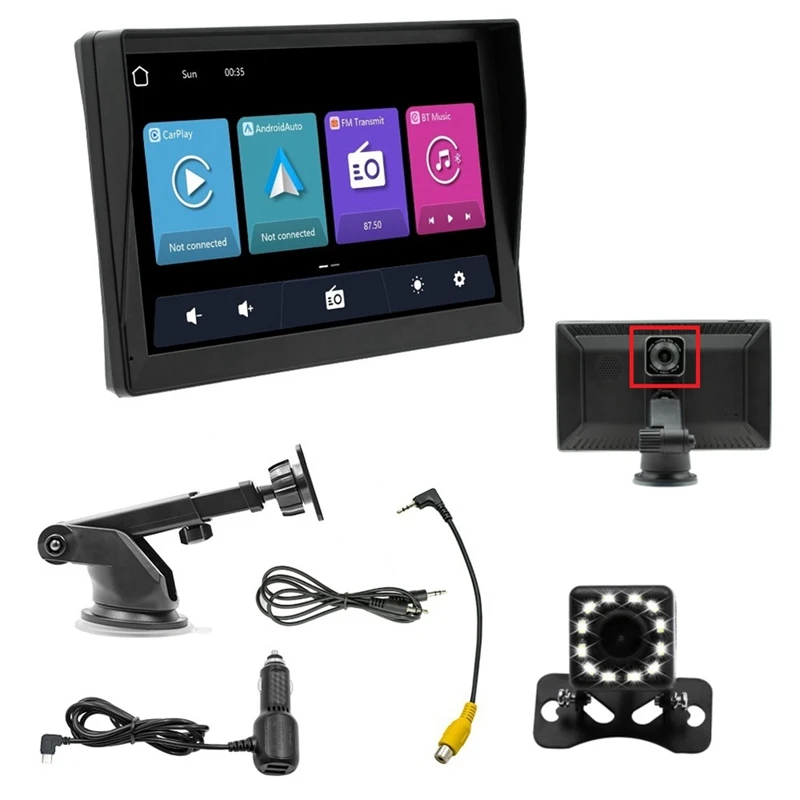 

9Inch Car Radio With Dashcam Dash Mount Carplay & Android Auto Car Stereo Bluetooth, Mirror Link, FM, Reversing Camera