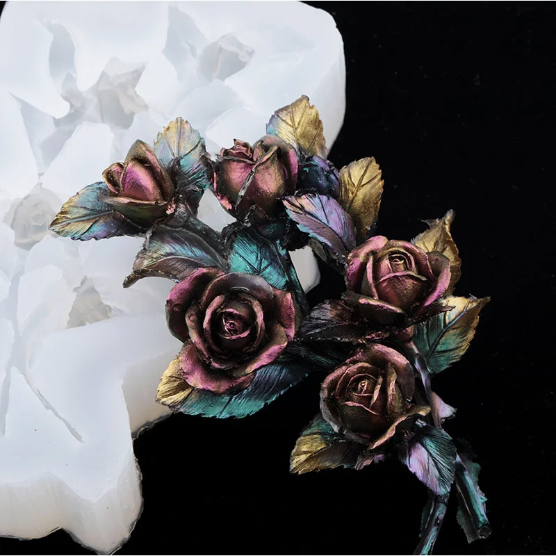

A Bunch of Roses Silicone Mold DIY Handmade Crystal Epoxy Scented Gypsum Diffused Stone Set Decoration Accessories