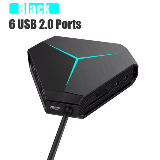 

6 Ports USB 2.0 Hub USB Splitter High Speed TF SD Card Reader with eaphone microphone interface For PC Computer Accessories