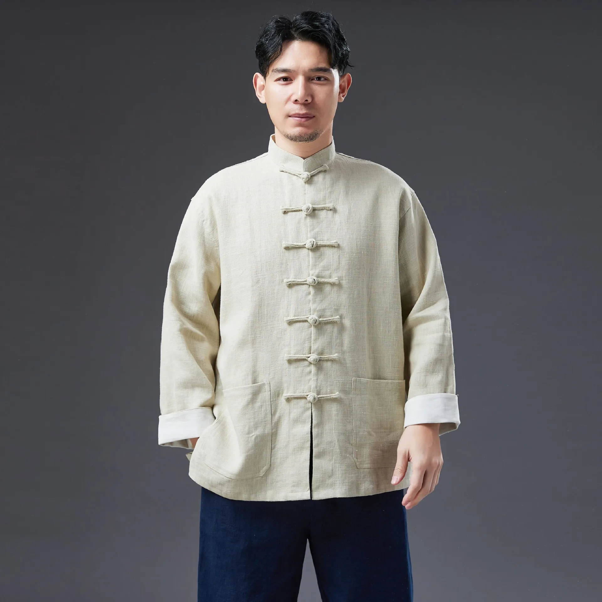 Mattswag Men Brand New Chinese Style Long Sleeve Shirts Spring Autumn Linen Breathable Men's Clothing Casual Fashion Sport Shirt
