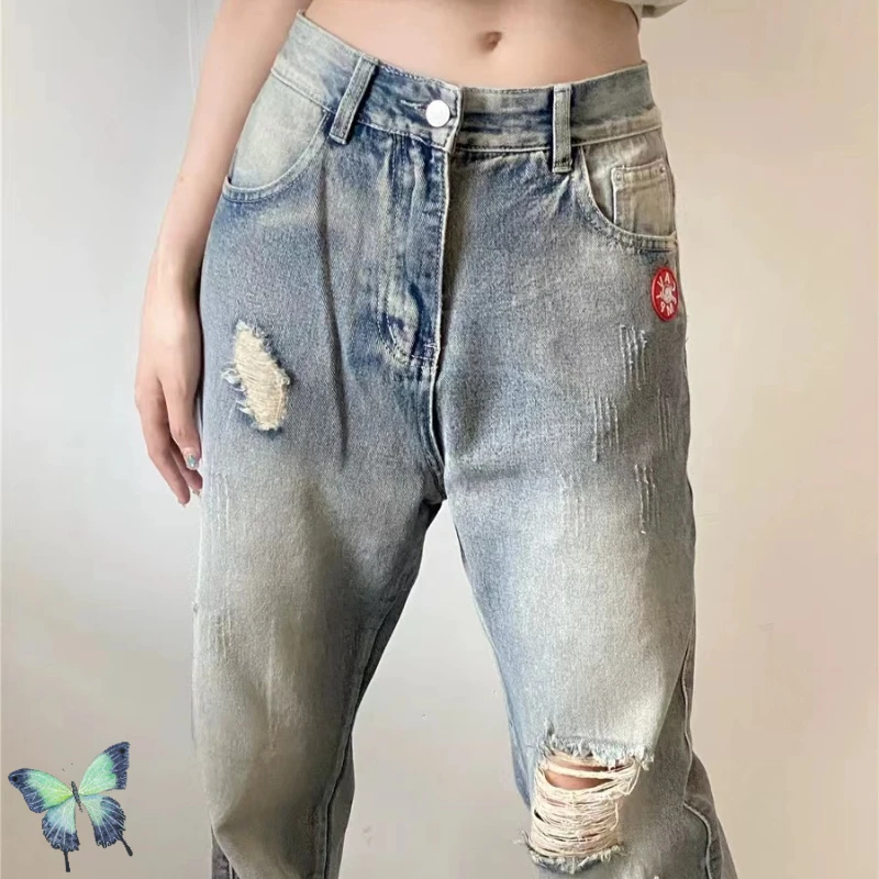

CAVEMPT Vintage High Density Denim Jeans Ripped Vintage Do Old Cav Empt Jeans Pants