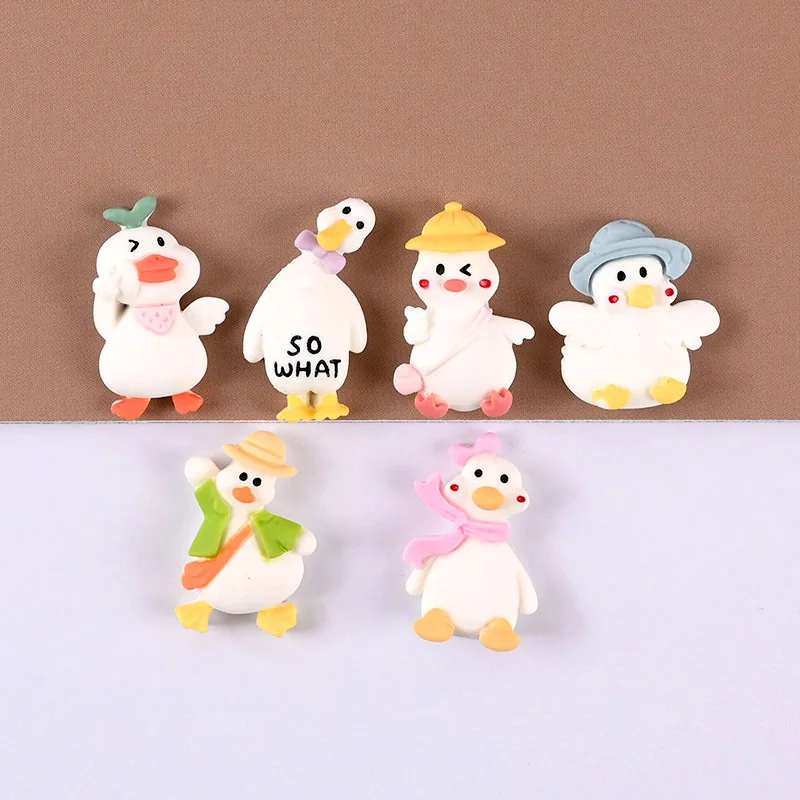 

10-30Pcs Resin Cartoon Duck Miniature Cream Cabochon Phone Shell Hair Rope Hairpin Refrigerator Sticker Flatback Diy Accessories