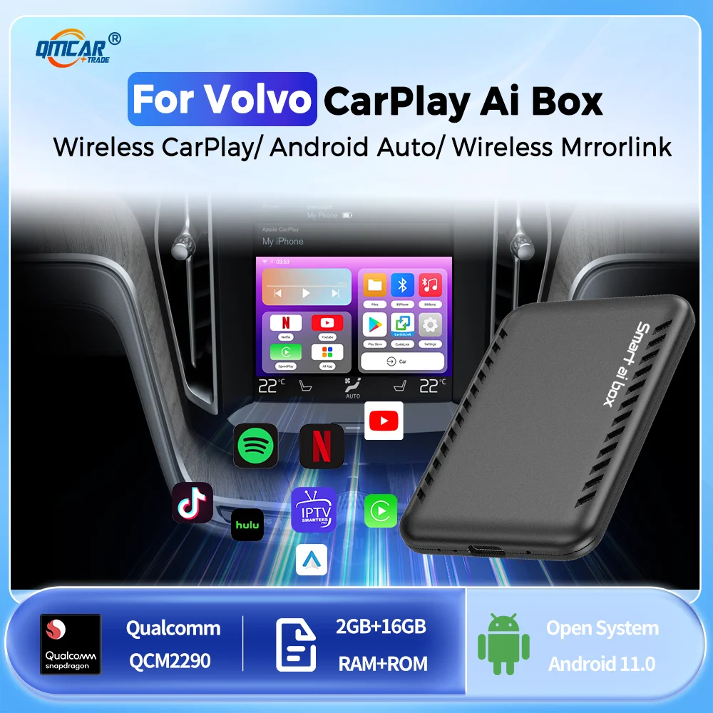 

Смарт-приставка с искусственным интеллектом, Android, беспроводной адаптер Apple Carplay, автомобильный беспроводной Iptv Netflix Youtube Ios16 QCM2290 для Volvo Car