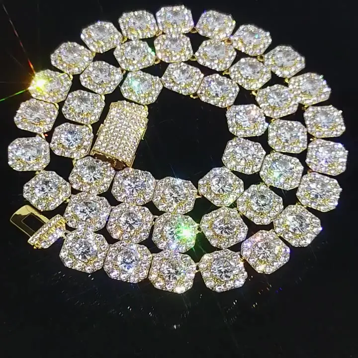 

Ювелирные изделия в стиле хип-хоп, 12 мм, сверкающая кнопка, циркониевое ожерелье, рок, карамельные цепи, ожерелье