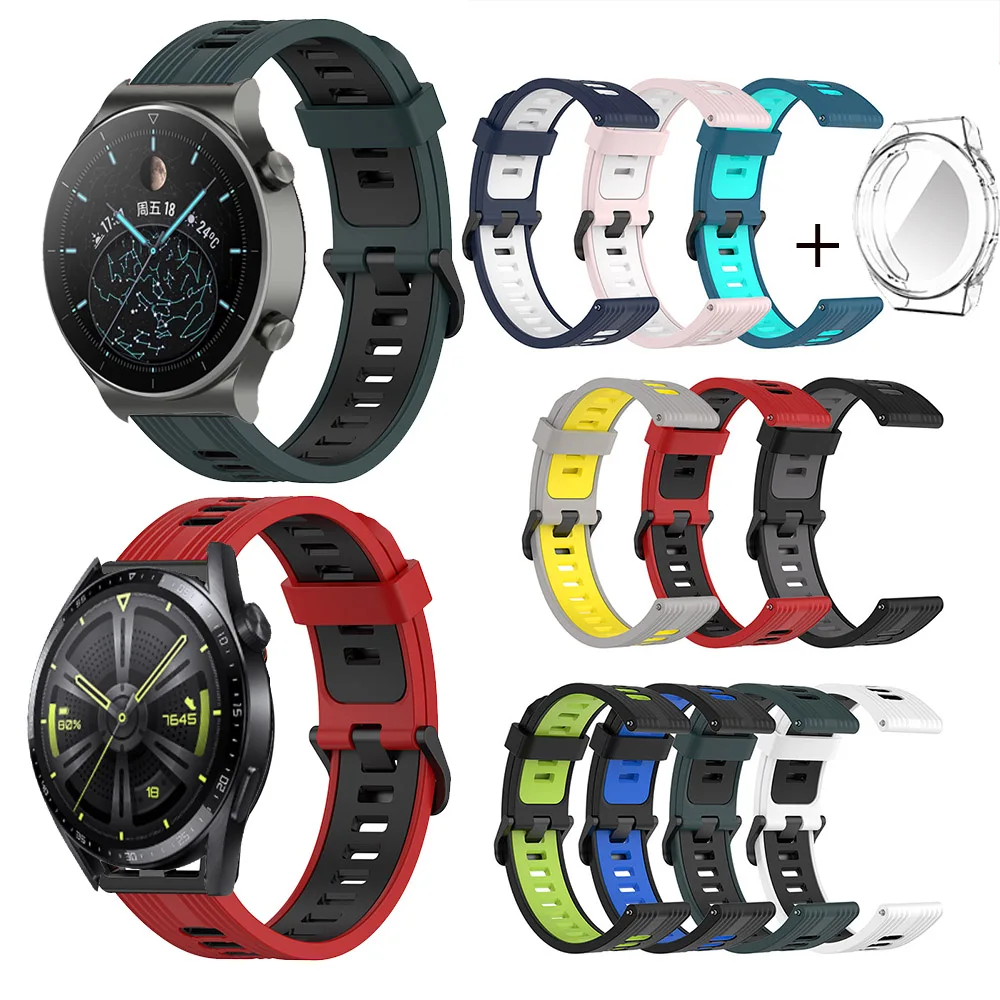 Фото Ремешок для часов 22 мм для Huawei Watch GT 3 pro, 46 мм, ремешок для Huawei GT 2 pro GT2e, силиконовый браслет, защитный чехол №3
