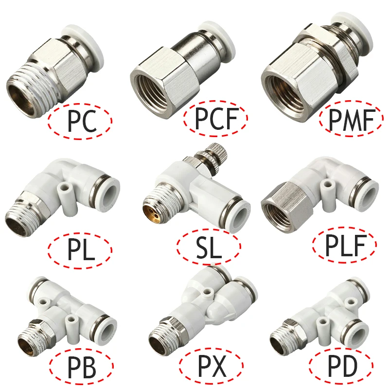 

Pneumatic Fitting Pipe Connector High Quality White Hose Fittings 1/4 1/2 6mm 8mm BSP Thread Quick Coupling Air Tube Connectors