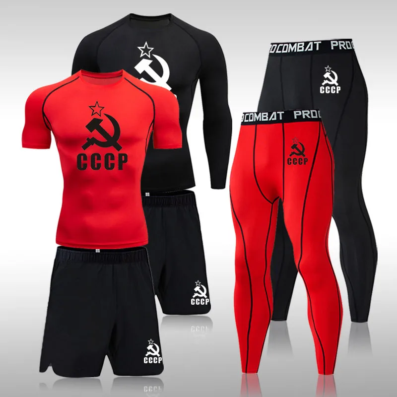 

Quick Dry Sports Suits Men's Running Set Gym Fitness Clothing Summer Men Football Set Workout Jogging Compression Sportswear