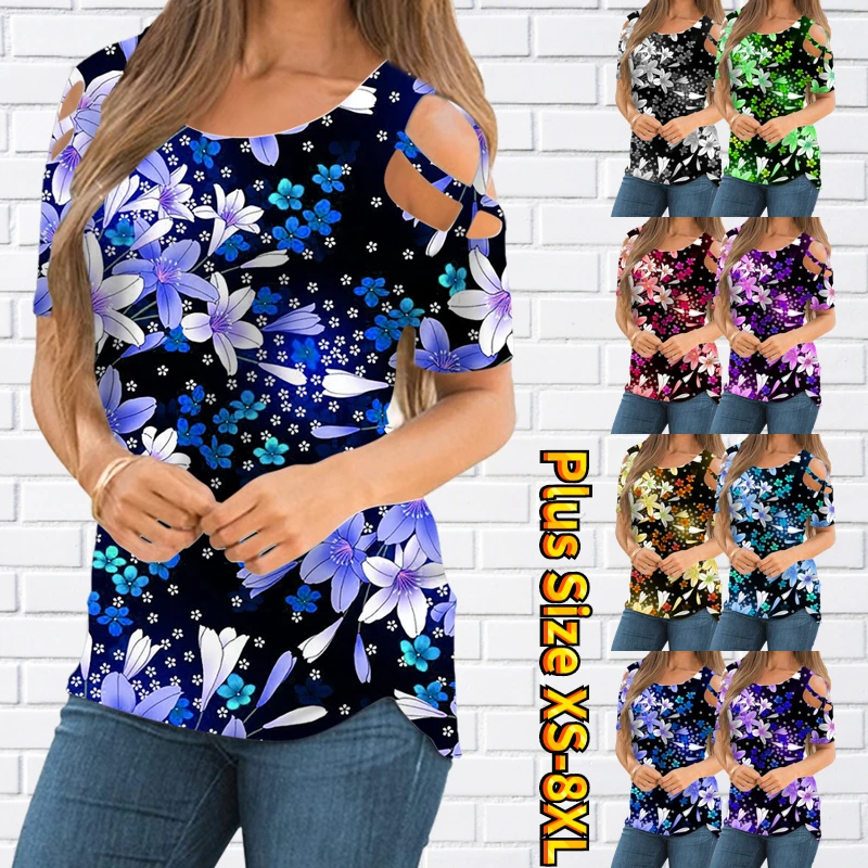 

Женская ажурная рубашка с коротким рукавом, летняя блузка большого размера с круглым вырезом и перекрещивающимися плечами, 2023