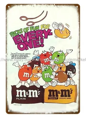 1985 M &amp обычный арахис шоколад конфеты металлический жестяной знак картины и