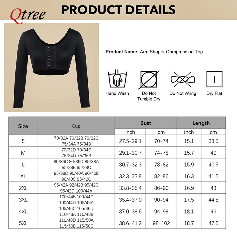 Arm Shaper for Women Post Surgery Push Up Bra Compression Sleeves Slimming Arm Front Closure Seamless Shapewear