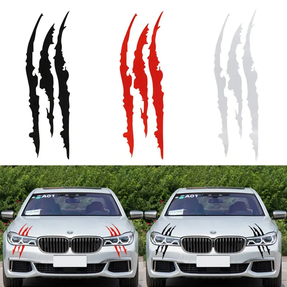 

2pcs/set Car Headlight Decoration Paw Car Sticker Scratch Stripe Claw Marks Pull Flower Modified Personality Claw