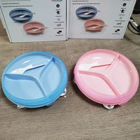 baby feeding bowl set kids learning dishes suction bowl spoon set silicone pp non slip dining plate set dinnerware pink blue