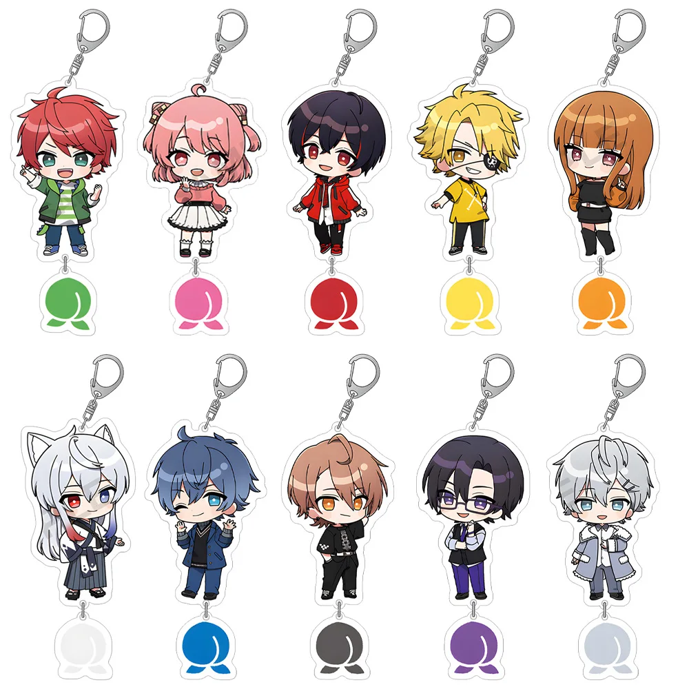 Фото VTuber Красочный персиковый JPAPA Noa Yuankun Tattsun Siva DNQ Uri Eto Hiro Mofu Двойной акриловый брелок для ключей Сумка кулон Аниме брелок №1