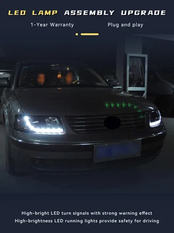 Фара для Volkswagen VW Passat B5 2001-2005, полностью светодиодное крутое освещение DRL, модный указатель поворота, передняя лампа, инструменты, автомобильные аксессуары