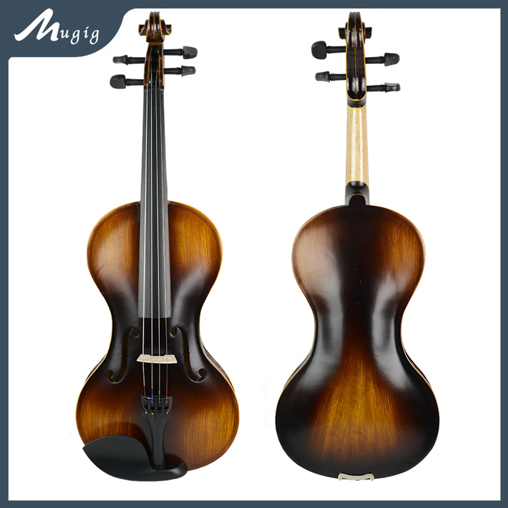 Nice Sound 4/4 Hand-Made Gourd Shaped Acoustic Violin Vintage Fiddle Satin Finish Top Back With Bow Maple Bridge Strings Case