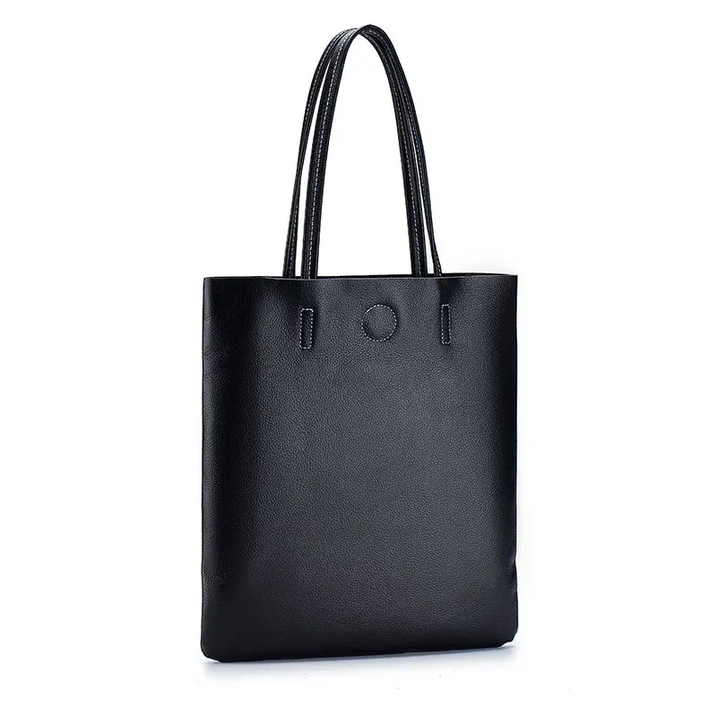 

Large Female Tote Bag Brand Designer Simple Solid Color Natural Cowhide Shopping Purse Genuine Leather Shoulder Bags For Women