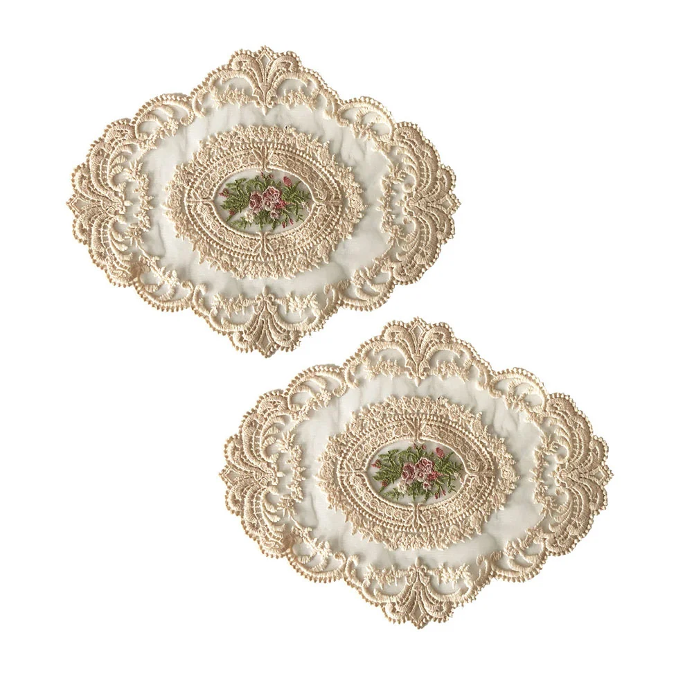 

2pcs Lace Placemats Doily Crochet Lace Table Cloth