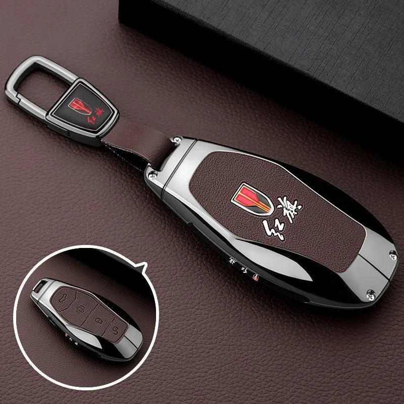 

Кожаный чехол для автомобильного ключа из цинкового сплава для FAW Hongqi H5 2024, защитный чехол для удаленного дистанционного управления, сумка, брелок-держатель, брелок, автоаксессуары