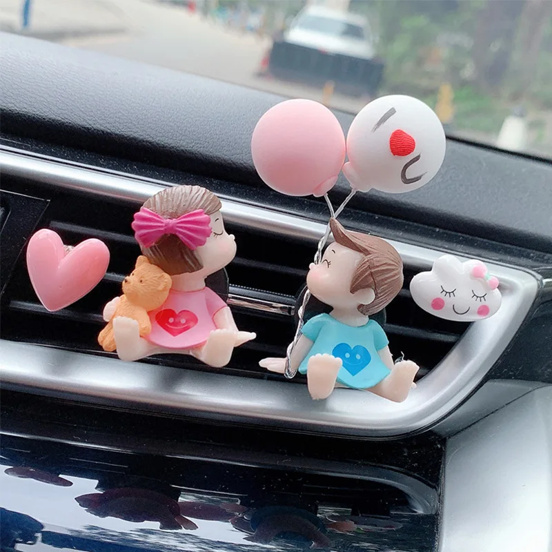 

Lovely Couple Car Air Vent Freshener Essential Oil Perfume Clip Scent Aromas Diffuser Decor Fragrance Auto Interior Accessories