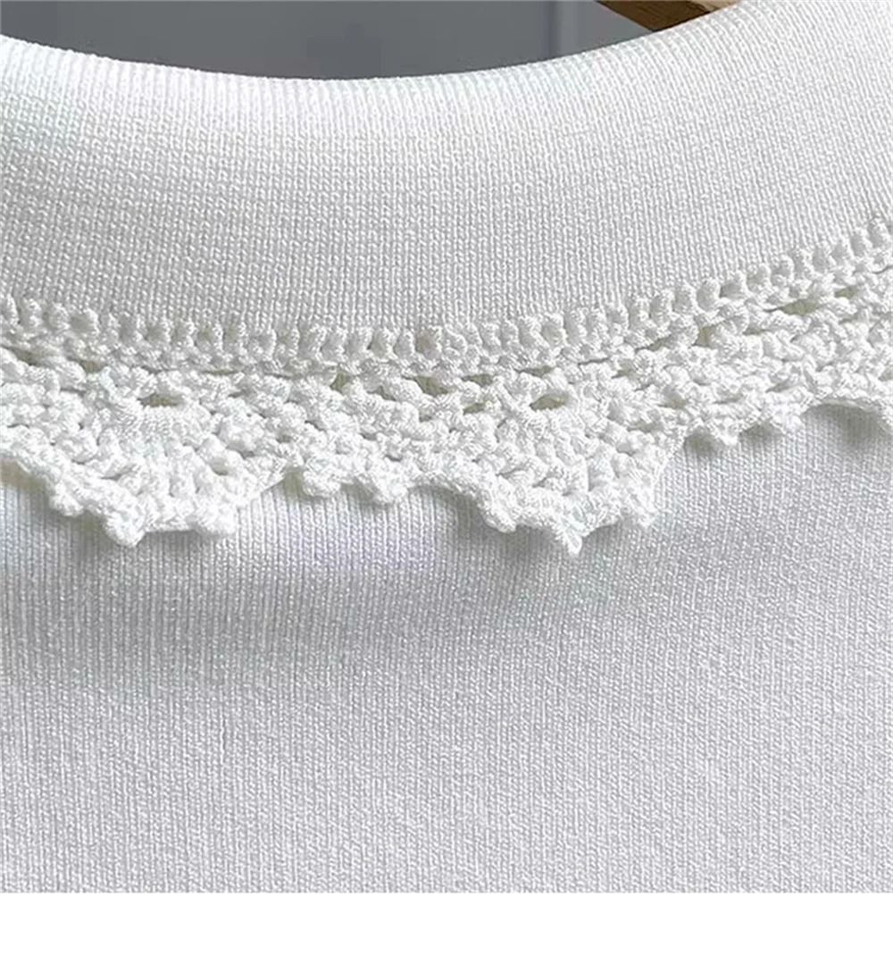 

Новинка 2023, Милая женская Трикотажная майка без рукавов с кукольным воротником, летняя облегающая короткая футболка, топы