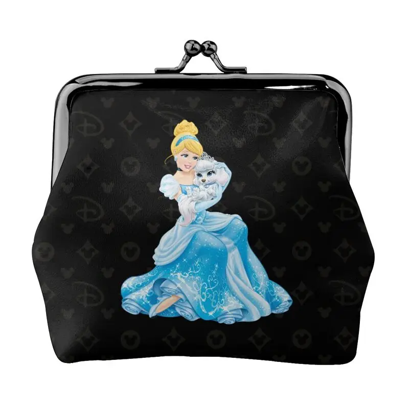 

Disney Brand Bag New Woman Cartoon Print Leather Kiss Lock Coin Purse Design Short Wallet High Quality Girl Clutch Card Holder